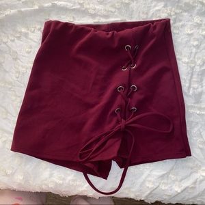 Blue blush lace up skirt